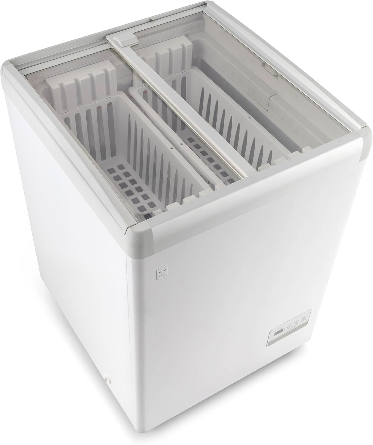 METRO Professional Vitrina Comercial para Helados GICC1108, 60.5x65.3x87 cm, 120 L, Puerta de Vidrio, 2 Cestas, Control Digital