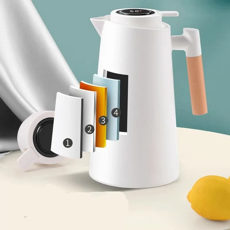Thermoskanne mit Temperaturanzeige 1L f��r Kaffee und Tee