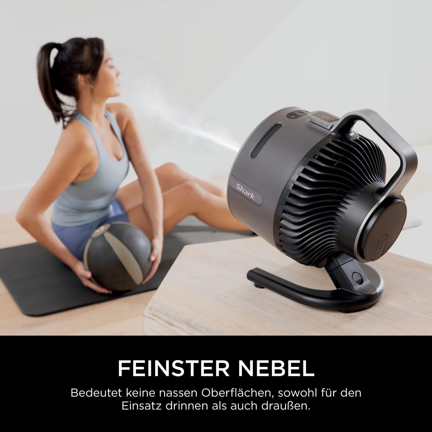 Shark FlexBreeze Ventilator Leise, Hybrid Ventilator Kabelgebunden & Kabellos, Tragbar, für Innen- und Außenbereich, UV- & Wasserbeständig, Ultraleistungsstark, Ultraleise, Weiß FA220EU