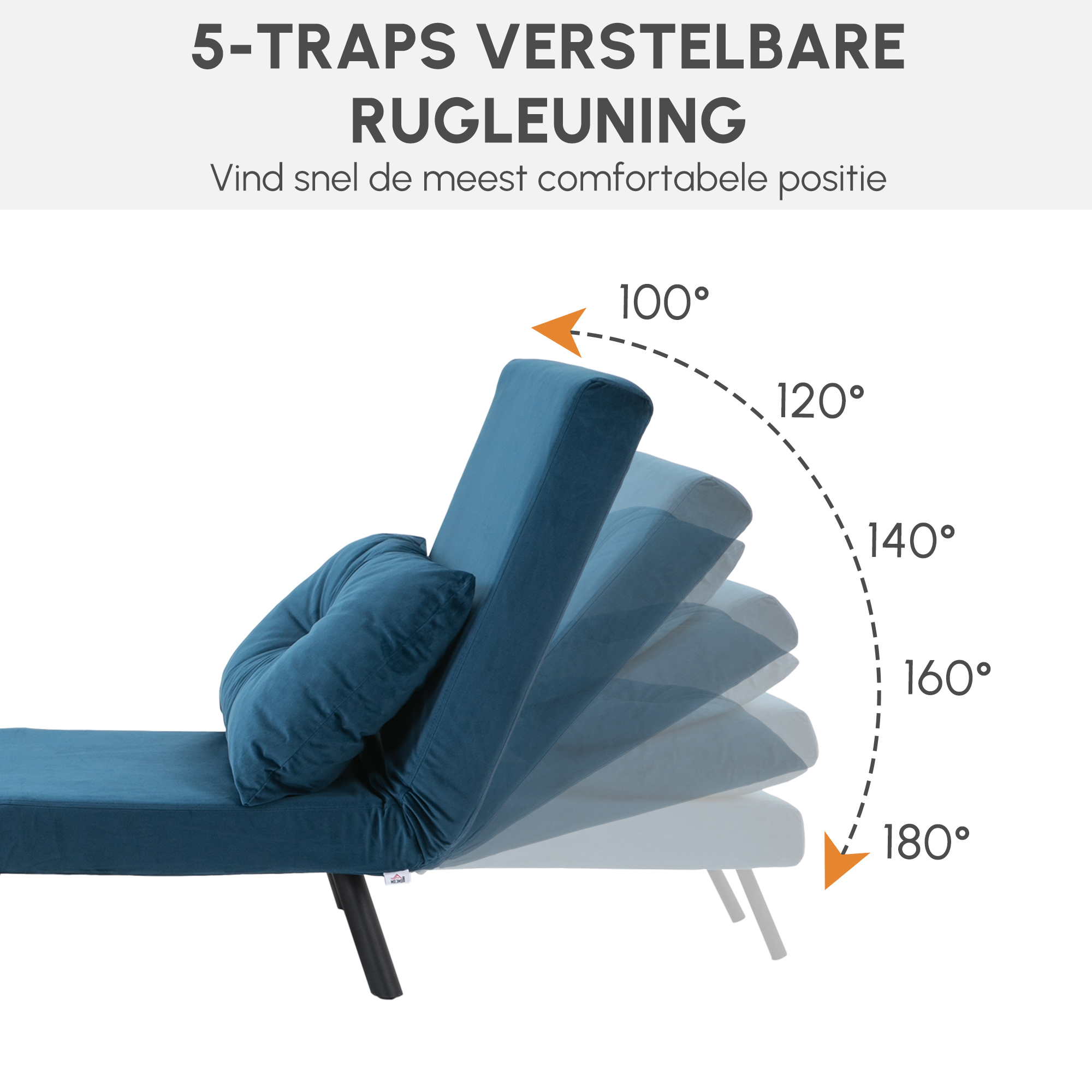 Relaxstoel Ligstoel Fluweel, Ligfunctie, Fluweel, 63 cm x 73 cm x 81 cm, Blauw