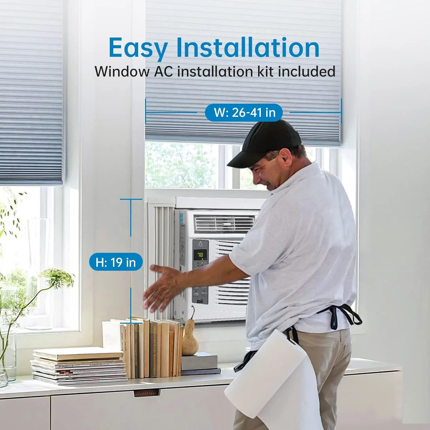 GAOMON Smart 6000 BTU Window Air Conditioner ?C WiFi-Enabled AC with Remote & App Control, Timer, Sleep Mode, Easy Install Kit, Cools Rooms Up to 350 Sq. Ft, 115V, White