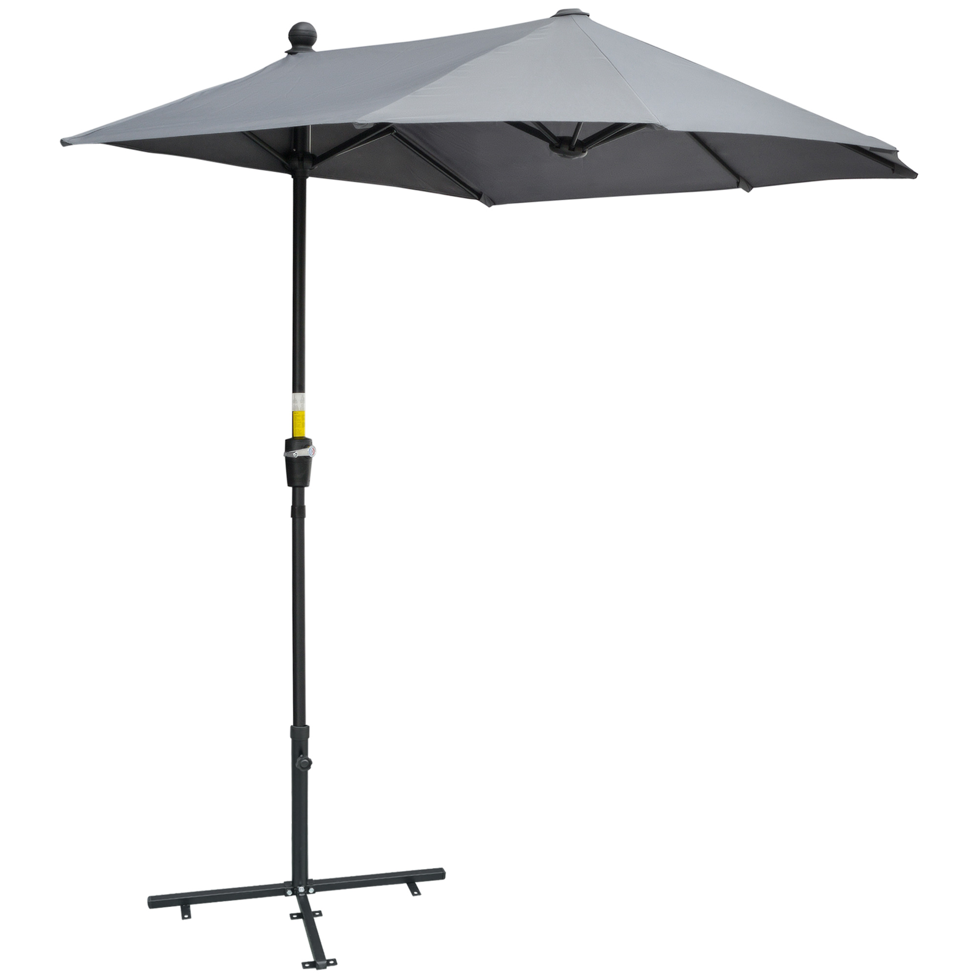 2 x 2 m parasol halfronde balkonparasol met beugel waterdicht voor tuinterras binnenplaats 100% polyester donkergrijs