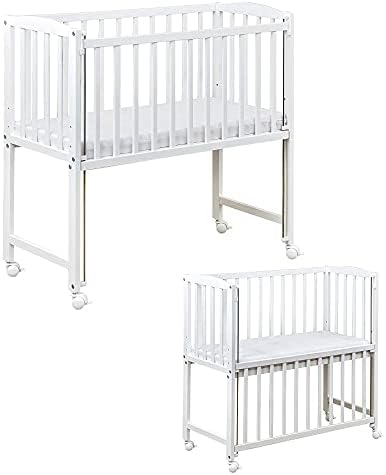 Baby Delux Beistellbett Babybett weiß 90x40 cm Stubenwagen höhenverstellbar mit Rädern und Matratze, 21983