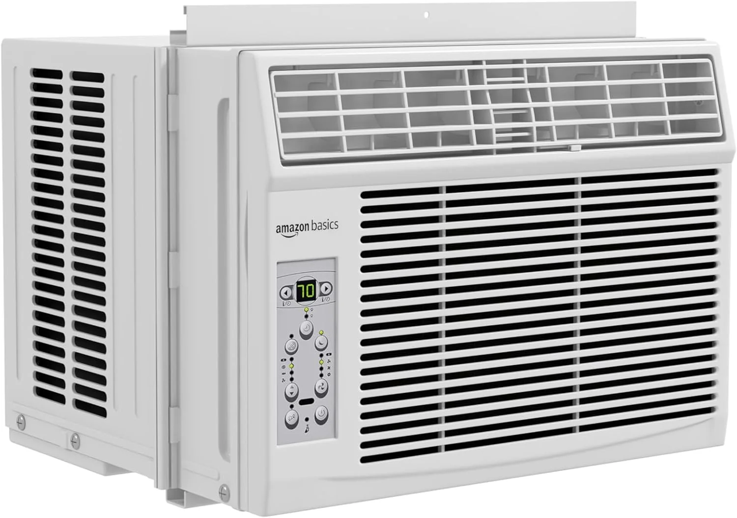 Amazon Basics 5000-BTU Window Air Conditioner with Quiet Operation. Up to 150 Sqf. Cool and Fan Functions. Washable Filter. Adjustable Window Kit. Intuitive Mechanical Controls. for Small Room. White