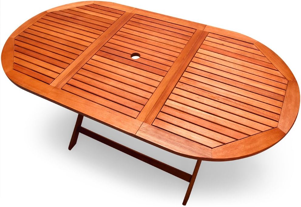 Casaria® Gartentisch Wetterfest Klappbar FSC®-Zertifiziert Holz Schirmständer 160x85cm 80kg Belastbarkeit Balkon Garten Terrasse Tisch Klapptisch Balkontisch Akazie