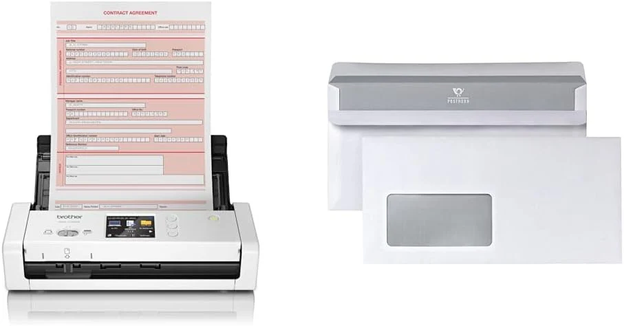 Brother ADS-1700W Compacte en intelligente documentscanner | Automatische documentinvoer | Automatisch scannen | Wi-Fi/Wi-Fi Direct, wit/zwart
