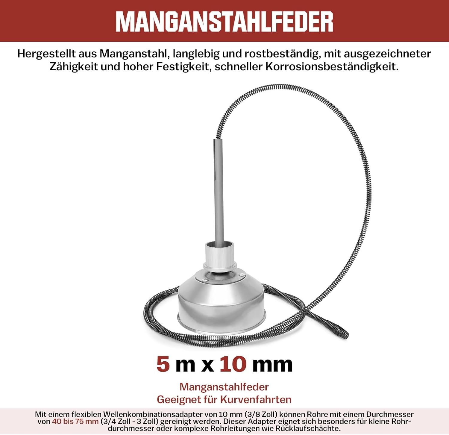 850W Elektrische Rohrreinigungsmaschine Satz zum Ø20-200mm Rohrleitungen [Spirale 33m x Ø16 mm + 14m x Ø22mm, 5m x Ø10mm], Rohrreinigungsgerät Set Rohrreiniger Reinigung Abflussreiniger, 450U/M