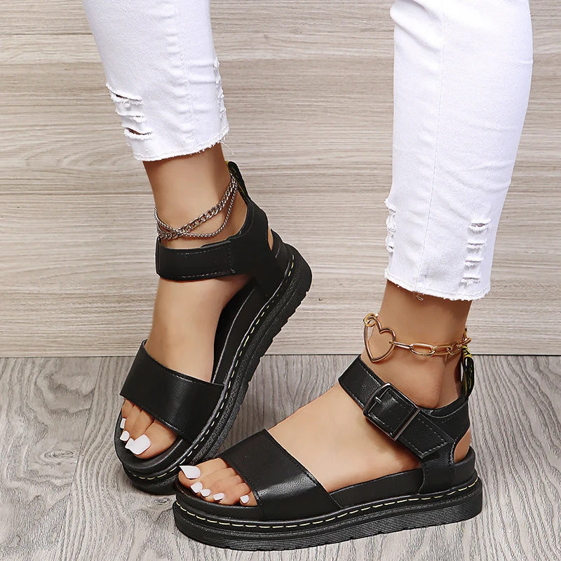 Plateau-Sandalen mit verstellbarem Schnallenriemen f��r Damen