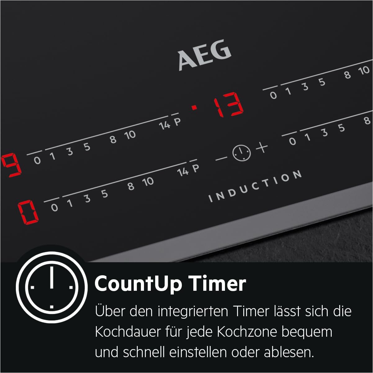 AEG IKE64441XB Autarkes Kochfeld / Induktion / Serie 6000 mit Bridge / Hob²Hood / Slider-Bedienung / 60 cm / Edelstahlrahmen / 4 Kochzonen / Bridge-Funktion / Powerfunktion / Kindersicherung