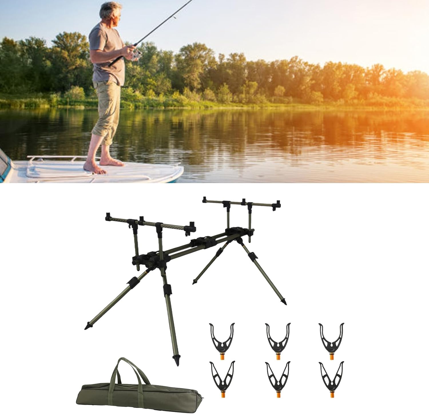 Angelrutenständer mit Tragetasche, Outdoor-Angelausrüstung, einziehbare Rutenablage, abnehmbar