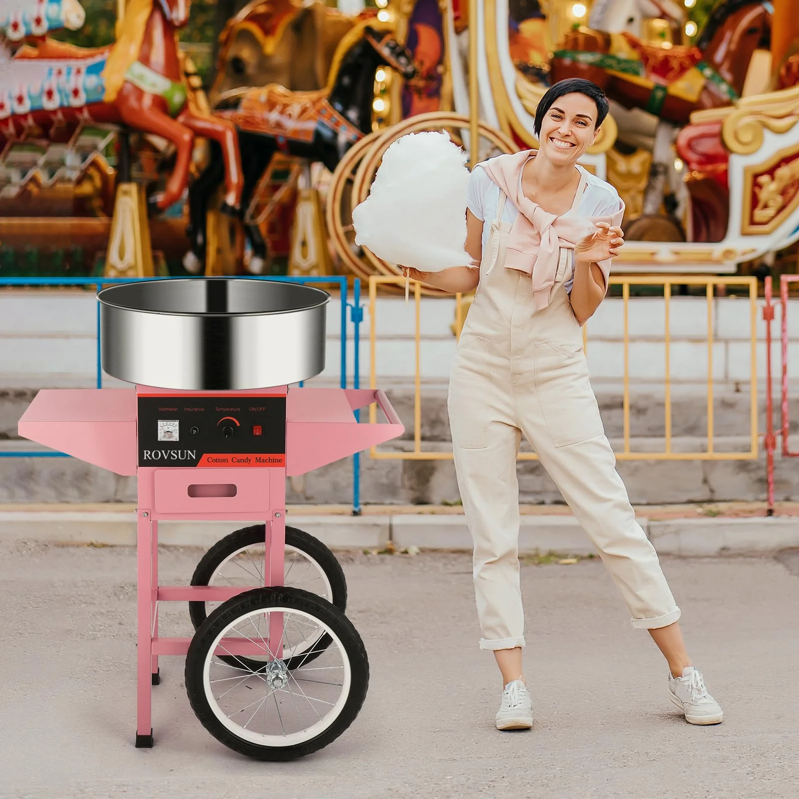 ROVSUN 21 Inch Cotton Candy Machine Cart