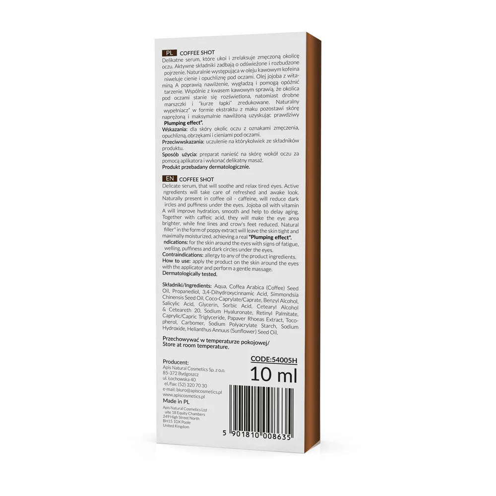 Apis Coffee Shot HOME THERAPIS Bio-revitalising eye serum with caffeine acid & coffee seed oil