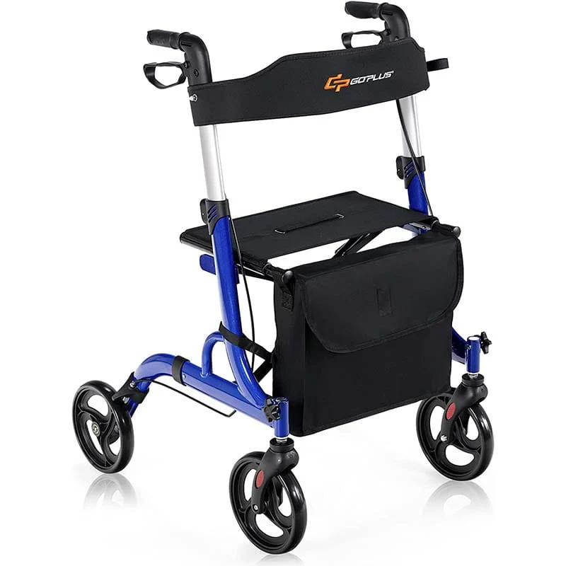 2 In 1 Folding Rollator Walker With Seat Amp 8Quot Wheels Medical Walker Rolling Chair Mobility Walking Aid - Comfortable And Ergonomic Design