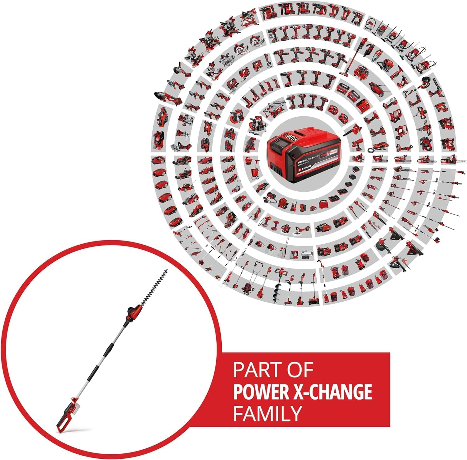 Einhell Akku-Teleskop-Heckenschere GC-HH 18/45 Li T-Solo Power X-Change (Lithium-Ionen, Hauptgriff drehbar, Metallgetriebe, Motorkopf 7-fach neigbar, ohne Akku und Ladegert)
