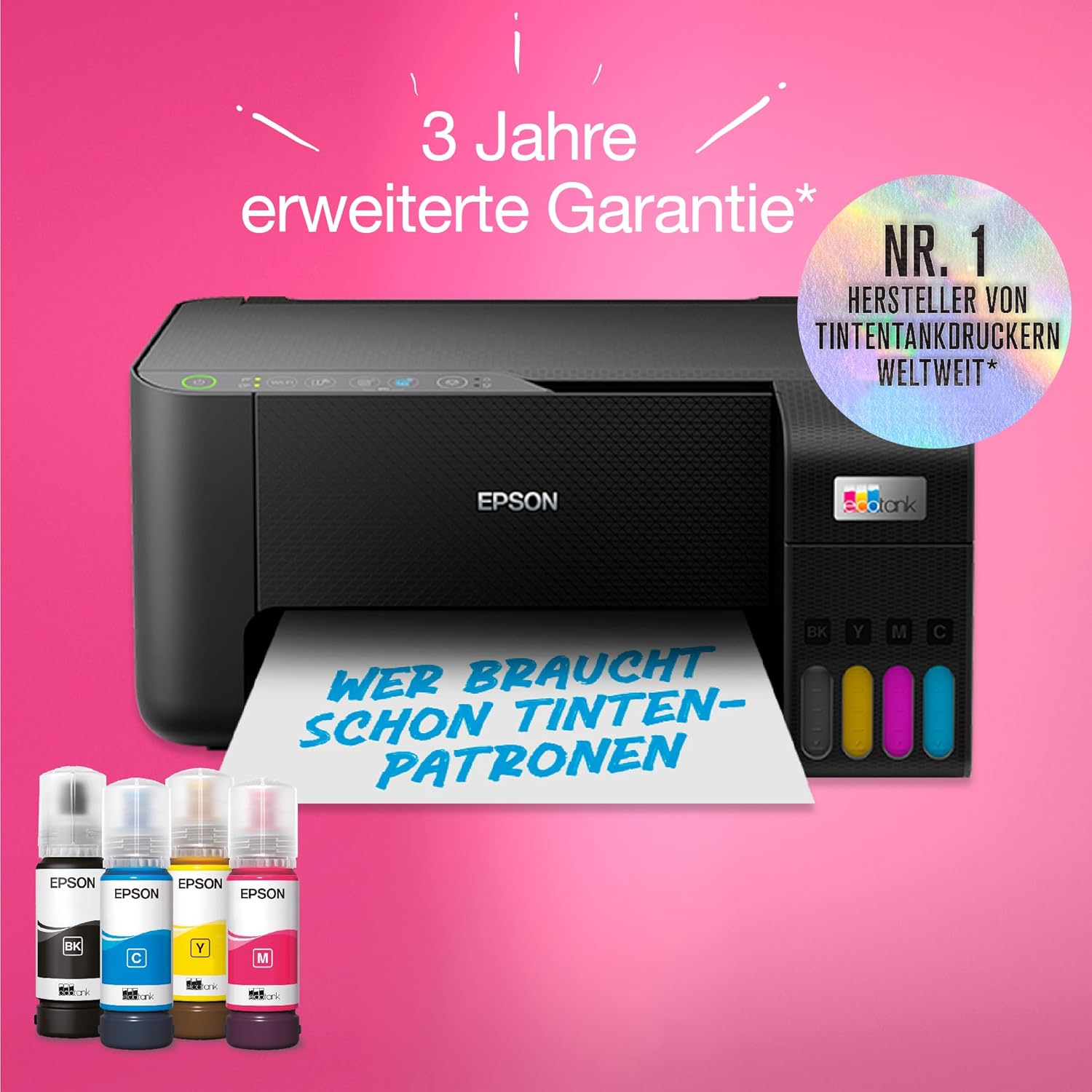 Epson EcoTank ET-2870 A4-Multifunktions-Wi-Fi-Tintentankdrucker, mit einem im Lieferumfang enthaltenen Vorrat an Tinten bis zu 3 Jahren