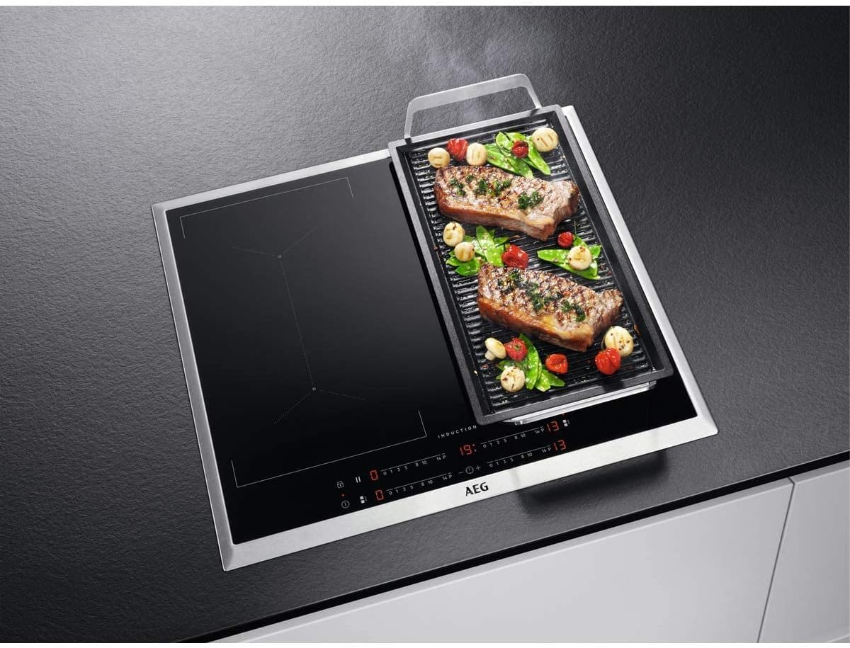 AEG Induktionskochfeld autark 80cm mit Dunstabzug / Made in Germany / 4 Flex-Kochzonen mit Bridge (Kombination 2er Zonen) / Auto-Funktion des Dunstabzugs / Aktivkohlefilter / COLI84COXB