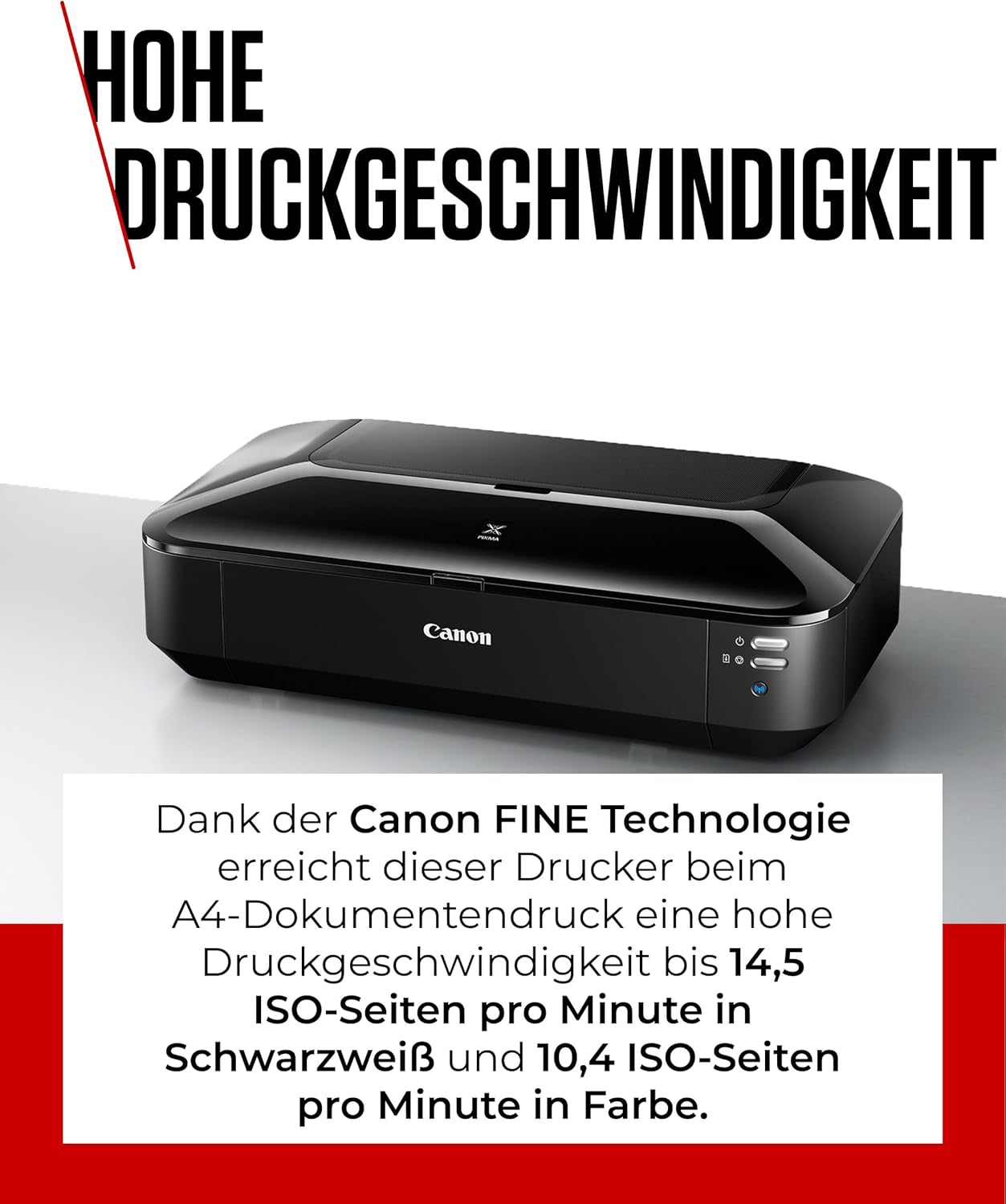Canon PIXMA iX6850 Drucker Farbtintenstrahl Multifunktionsgerät DIN A3+ (Bürodrucker, Fotodruck, Textdruck, 9.600 x 2.400 DPI, WiFi, WLAN, USB, 5 Separate Tinten, Direktdruck, Print App) schwarz