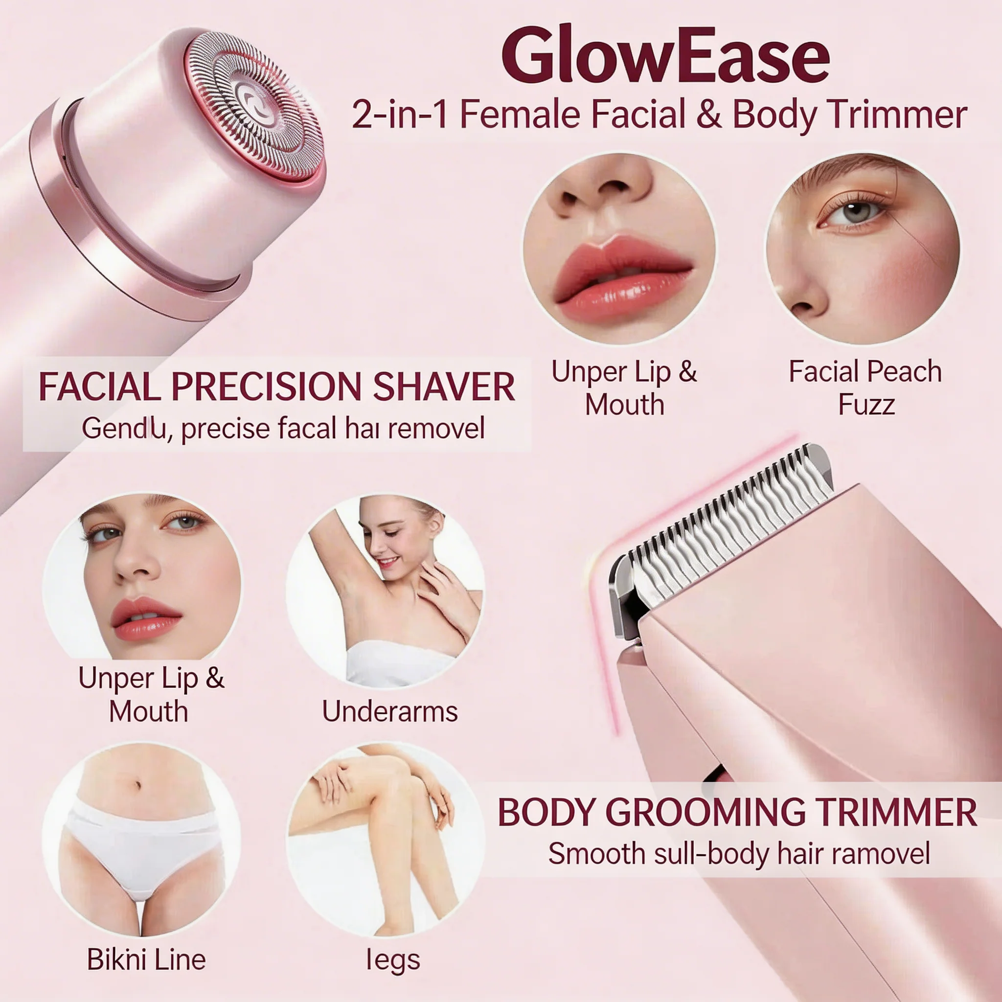 GlowEase Female Facial Shaver