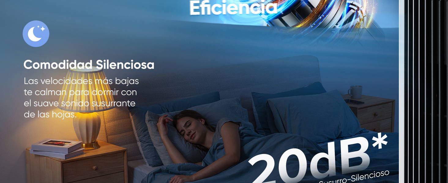 El interior del dormitorio, con poca luz, muestra un colchón con detalles de iluminación azul, que enfatiza las características de confort nocturno.