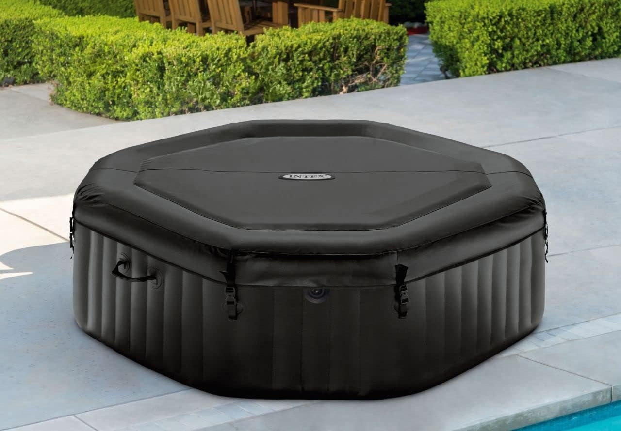 Intex 28458 - Whirlpool aufblasbar PureSpa Jet&Bubble Deluxe, 4 Personen, 120 Düsen, Heizung, Schwarz, 201x71 cm