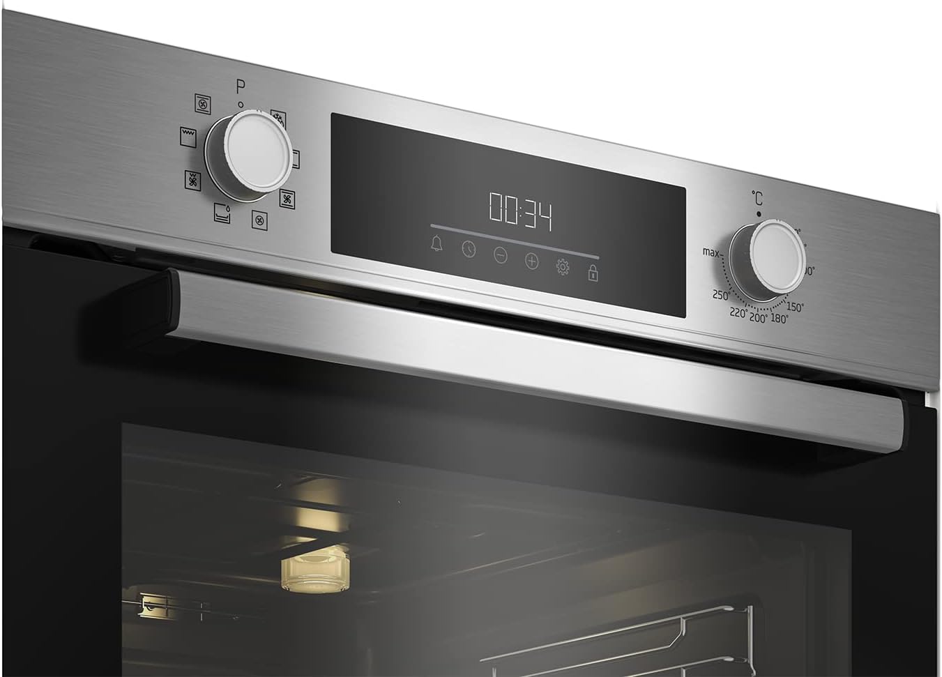 Beko BBSM12340X Einbau-Backofen-Set, zwei autarke Geräte: Induktionskochfeld mit 4 Kochzonen, Backofen mit 8 Heizarten, 72 l Garraum-Volumen, Kindersicherung, Sensortasten, Schwarz/Edelstahl