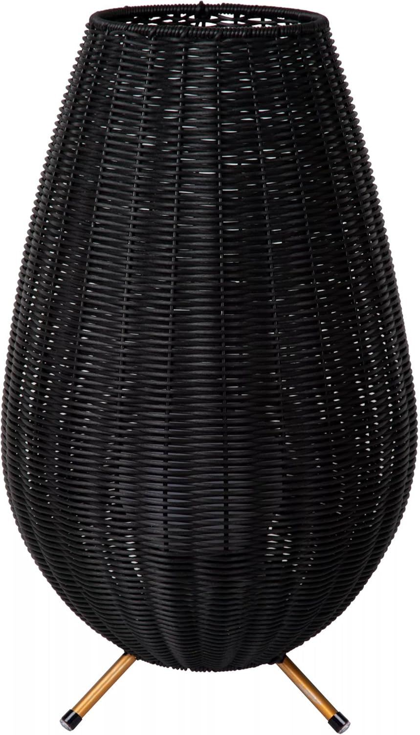 Licht-Erlebnisse LED Akku Tischlampe außen Schwarz IP44 Terrasse Balkon 50 cm 3 W 180 lm 3000 K Geflecht dekorativ stilvolle Tischleuchte dimmbar TEYA