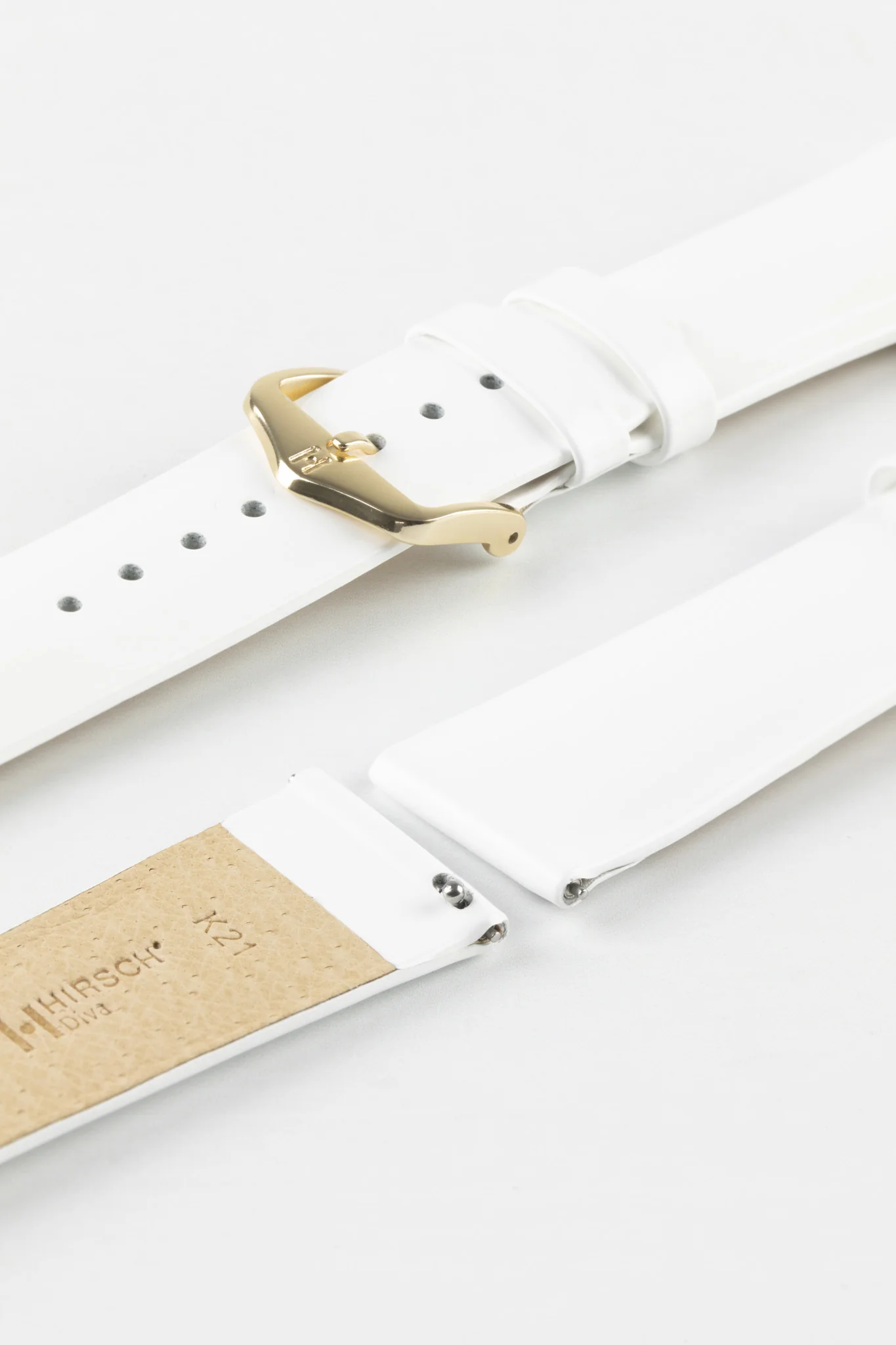 Hirsch DIVA Glossy Ladies Leather Watch Strap in WHITE