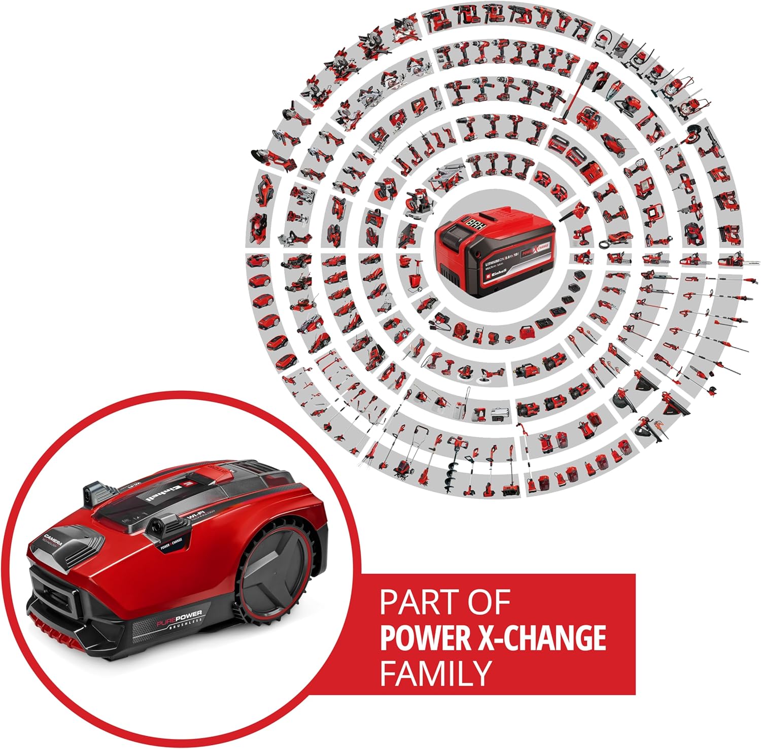 Einhell Mähroboter FREELEXO CAM Plus 600 Power X-Change (18 V, Kamera statt Begrenzungsdraht, für 600 m2, WiFi, Brushless, bis 25% Steigung, inkl. 4,0 Ah Plus Akku)