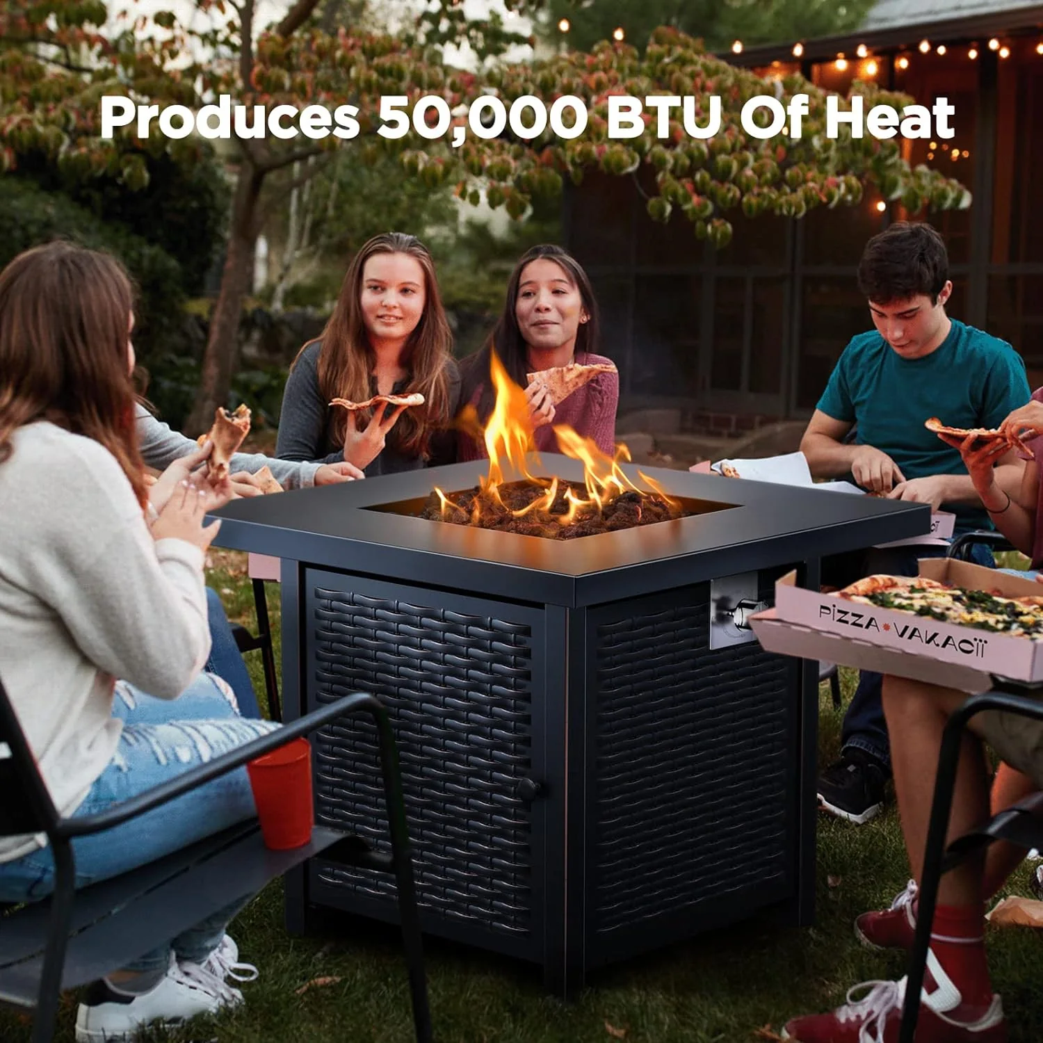 Gas Fire Pit Table, 50,000 BTU Outdoor Propane Fire Pit