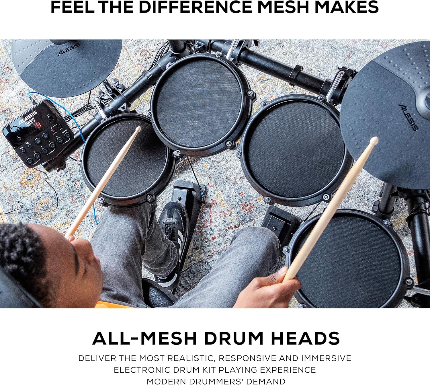 Alesis Turbo Mesh Kit - Electric Drum Set with Over 100 Sounds Mesh Drum Pad