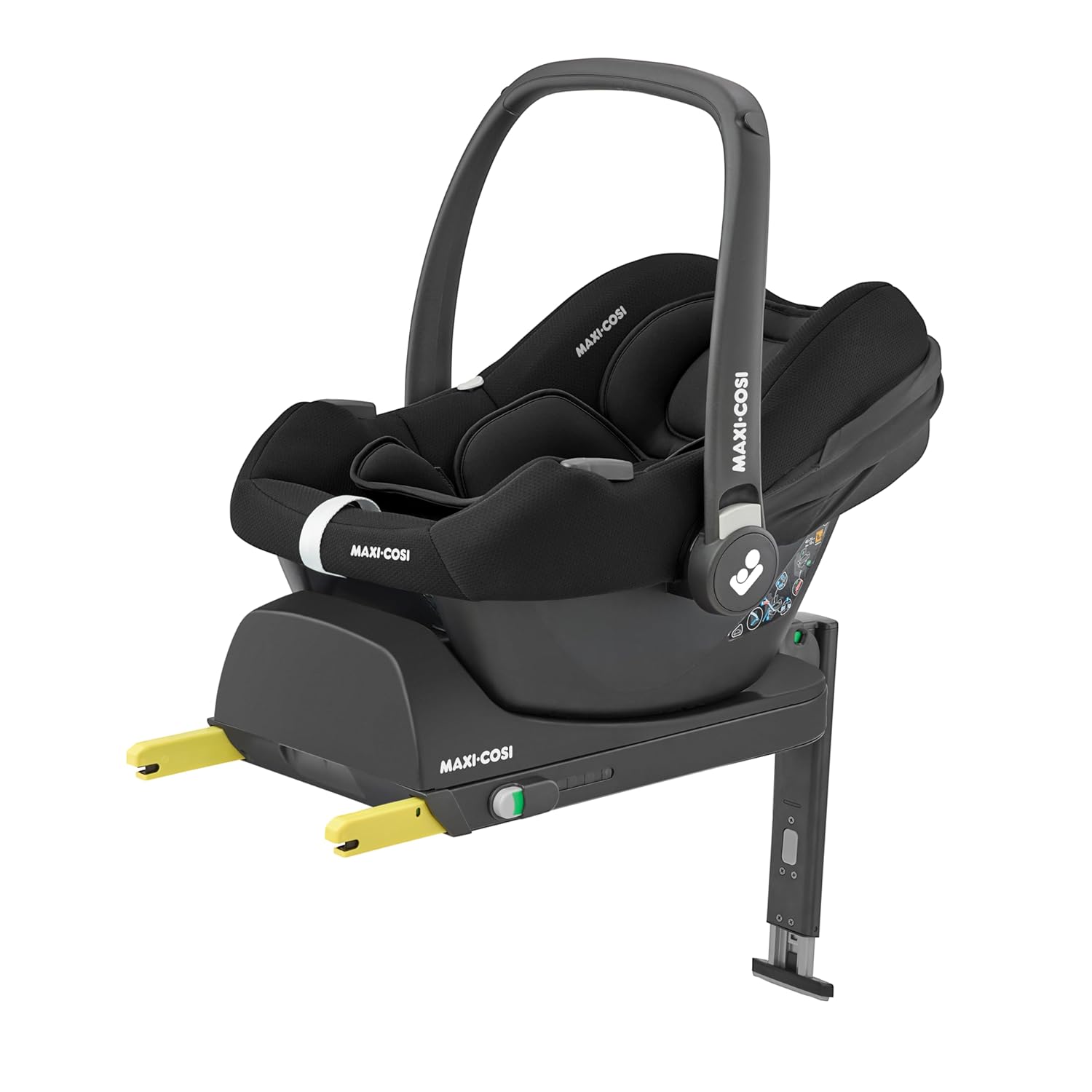 Maxi-Cosi CabrioFix i-Size, Babyschale, 0–12 Monate, max. 12 kg, leichter i-Size Kindersitz (3,2 kg), Sonnenverdeck, gepolsterter Sitz, für viele Maxi-Cosi Kinderwagen, Essential Green