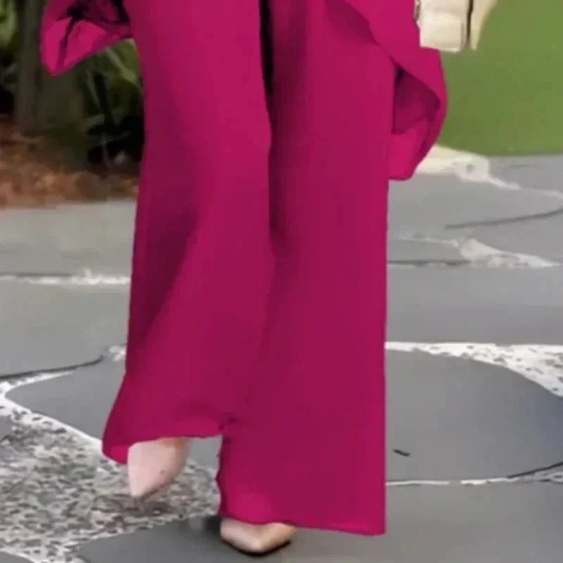 Zweiteiliges Chiffon-Set �C Asymmetrisches Lagen-Oberteil & Hose f��r Damen