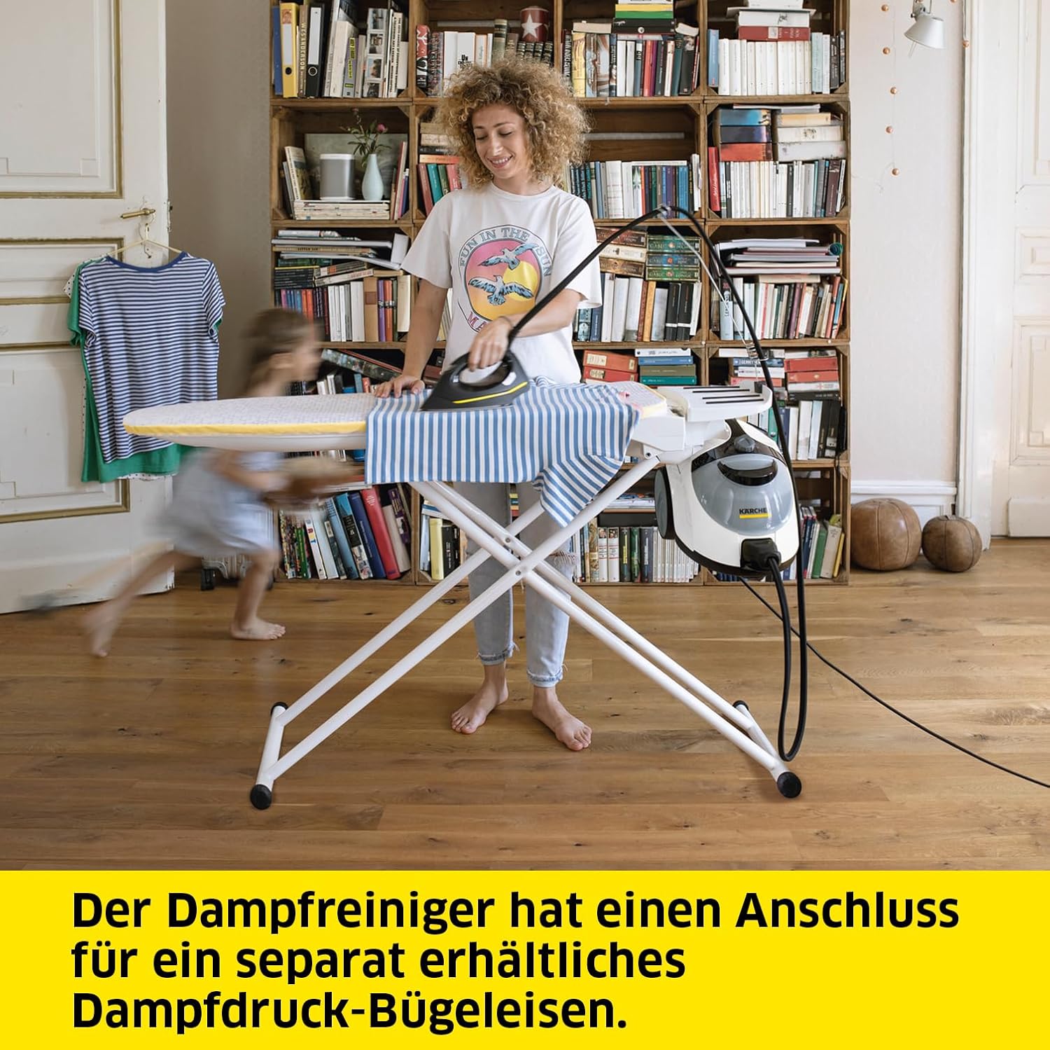 Krcher Dampfreiniger SC 5 EasyFix Iron Plug mit Heiwasser-Zuschaltung, Dampfdruck: 4,2 bar, Aufheizzeit: 3 min., Flche: ca. 150 m, Tank: 0,5 l + 1,5 l, Bodenreinigungsset EasyFix und Düsen