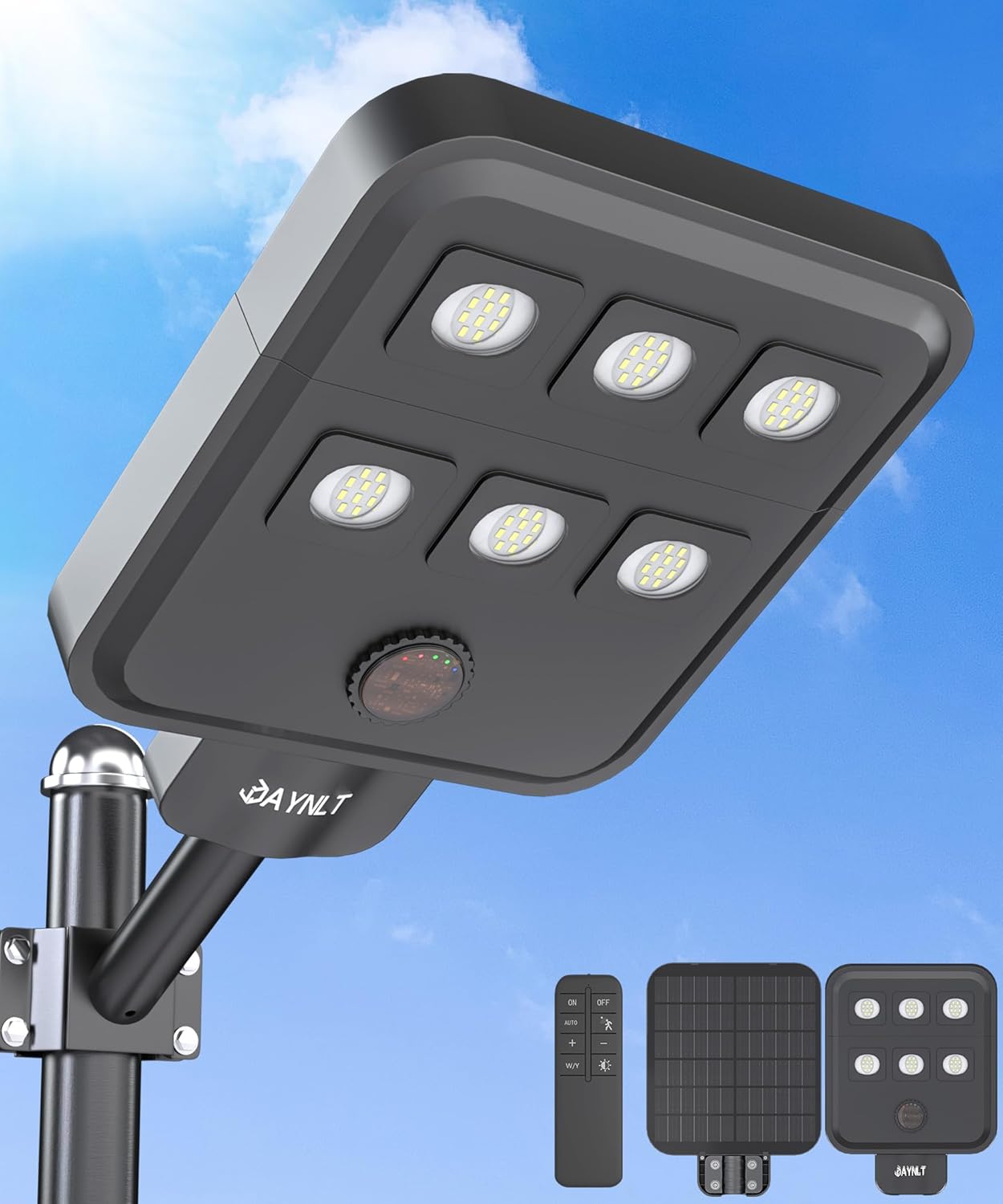 JAYNLT X-8000W Solar Straßenlaterne für Außen, 6500K Solarleuchten Superhelles Solarlampen mit Bewegungssensor, IP67 Wasserdicht Flutlicht Sicherheitsleuchte für Einfahrt Garten