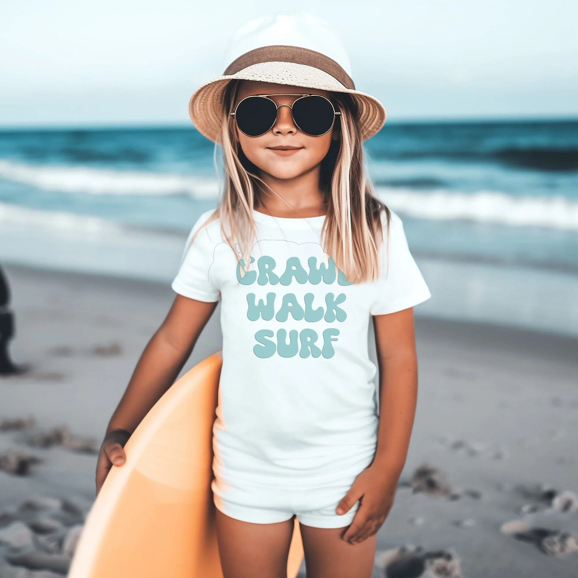 Crawl Walk Surf Baby Onesie, Surfer Baby Onesie, Cute Toddler Retro Shirt - Retro Natural Infant, Toddler & Youth Tee