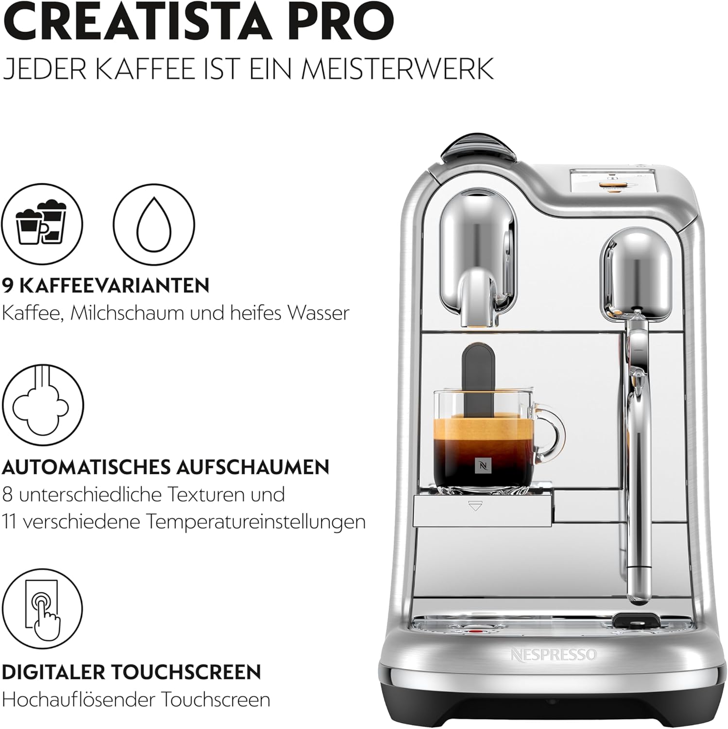 Nespresso Creatista Pro Kaffeemaschine von Sage, Edelstahl, Brushed Stainles Steel