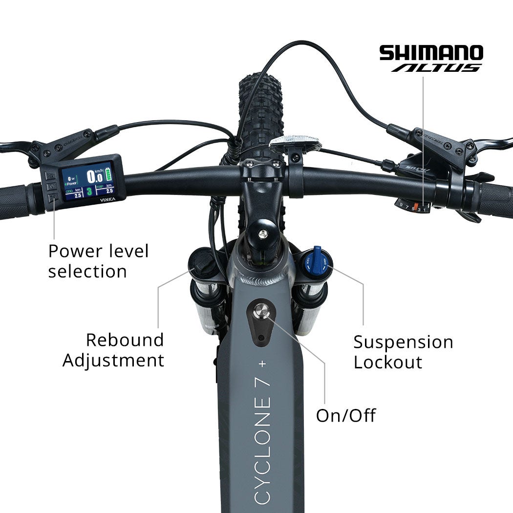VALK Cyclone 7+ Electric Mountain Bike Mid-Drive Hardtail eMTB, Medium Frame Dark Grey
