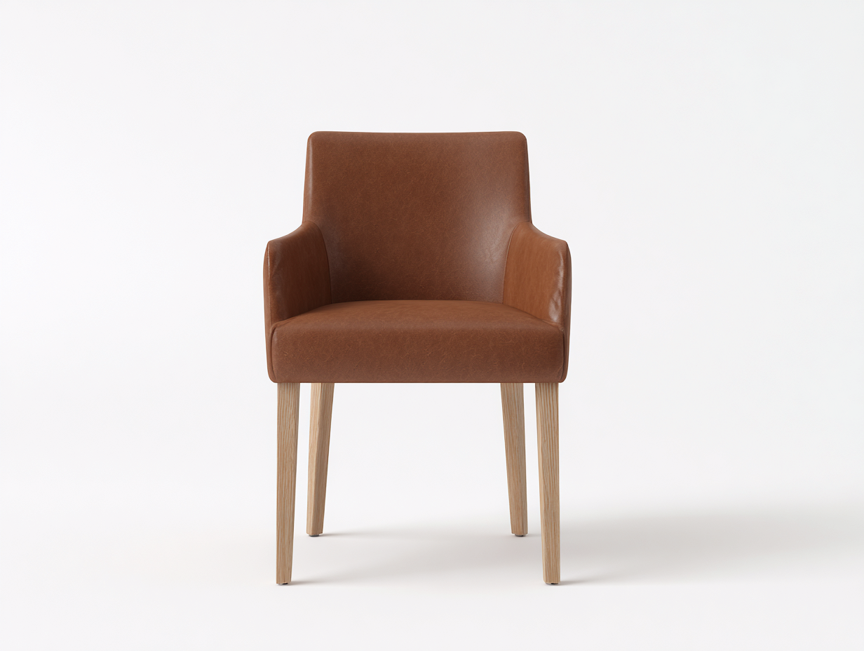 Esszimmerstühle Kunstleder Holz 60x55x85 cm Braun Naturholz - Für Esszimmer Küche - Mit Armlehnen - Modernes Design