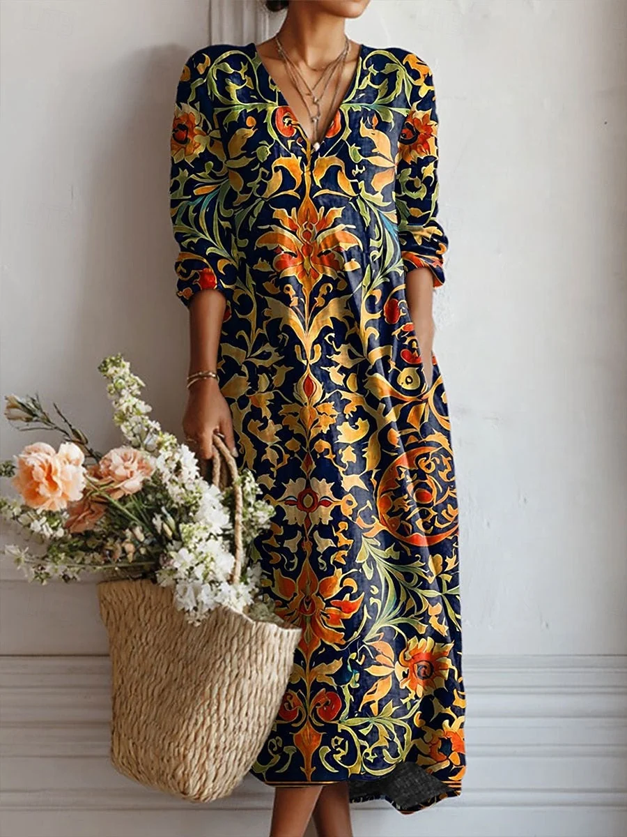 Damenkleid mit Taschen | Bequemes Alltagskleid aus atmungsaktivem Stoff | Knitterfreies Freizeitkleid f��r jeden Tag