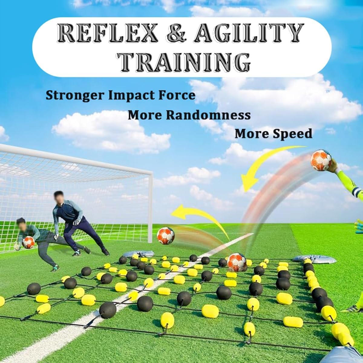 Torwart-Abwehrausrüstung, Fußball-Trainingsausrüstung, Fußball-Trainingshilfen für Reflexe und Beweglichkeitstraining, Torwart-Training, Rebound-Kettentor, professioneller Trainer(2x1.6M)