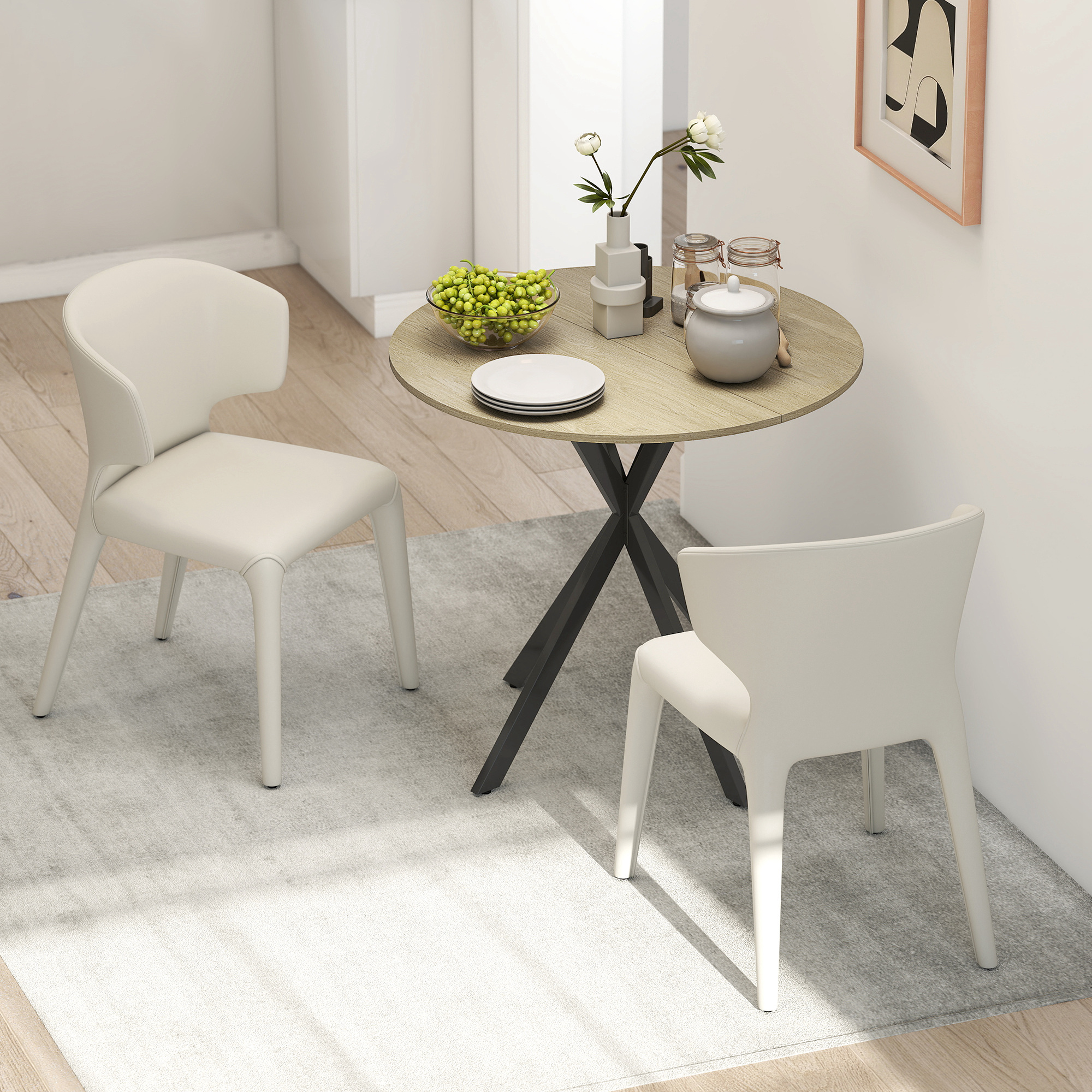80cm Industriële Ronde Eettafel - Eik