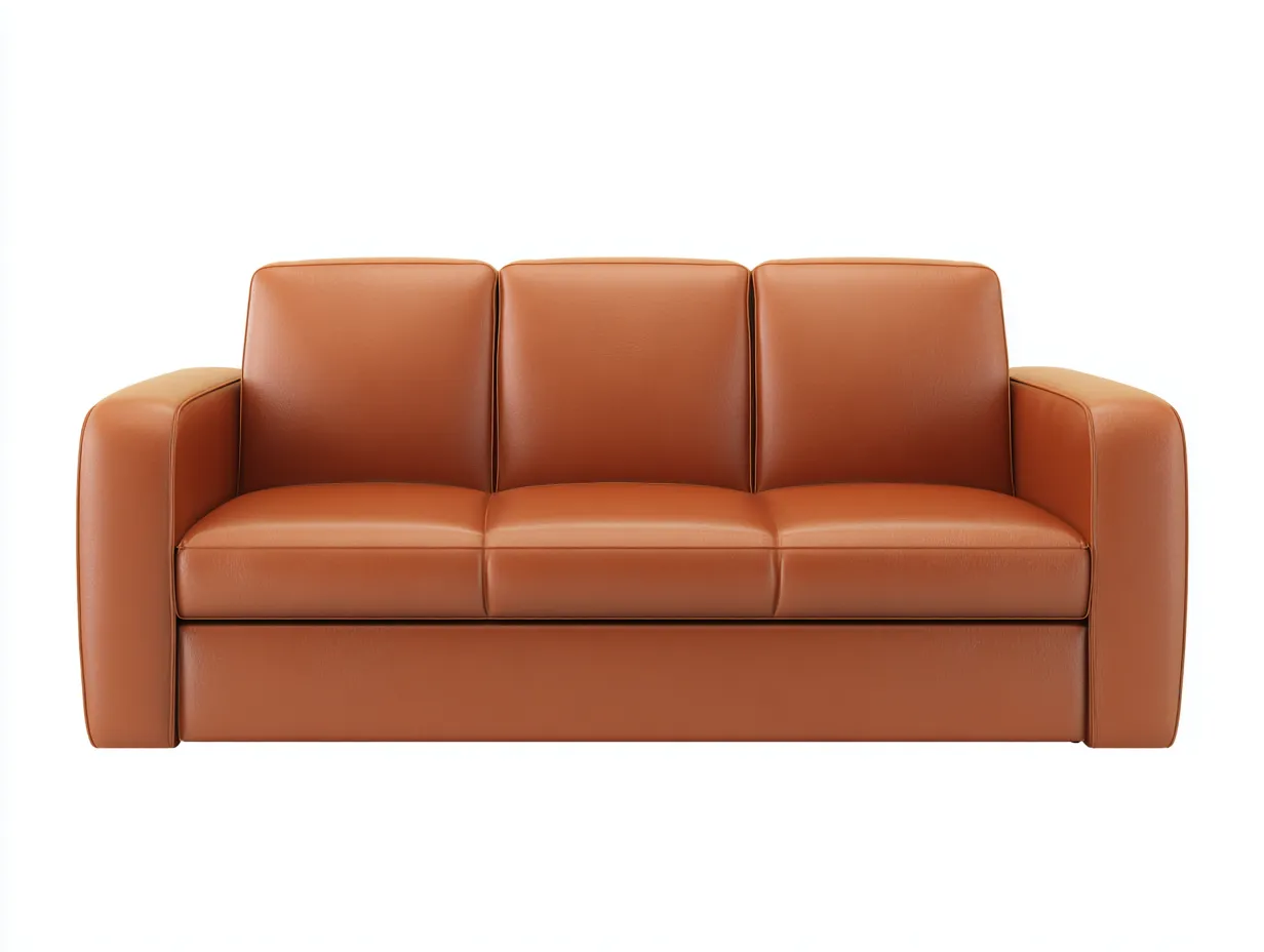 3 Sitzer Sofas-Leder-Metall-206 x 93 x 86 cm-Cognac-Moderner Wohnstil