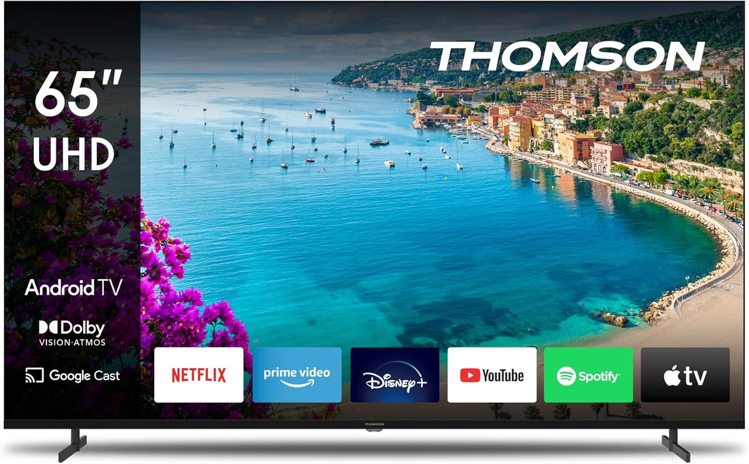 THOMSON 24 TV (60 cm) LED HD 12V Camping Smart Android TV, Google Assistant, Wi-Fi, Dolby Digital, Bluetooth, Trippel-Tuner (Kabel/Satellit/Antenn), HDMI, CI+, A+ Panel - 24HA2S13C(65 Tum/65