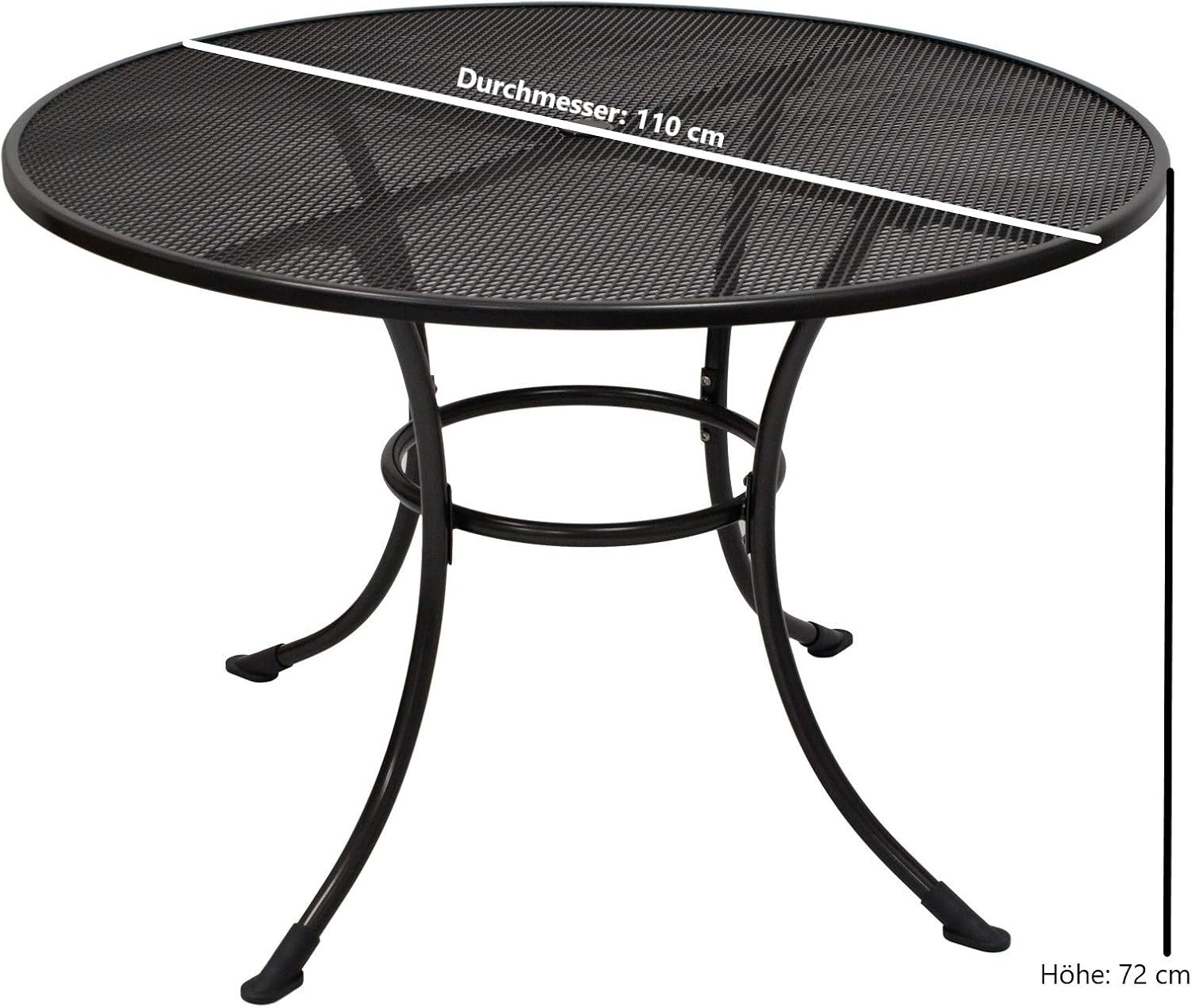 DEGAMO Gartentisch Streckmetall-Tisch RIVO 110cm rund, Stahl und Streckmetall, Farbe eisengrau, wetterfest, Outdoor