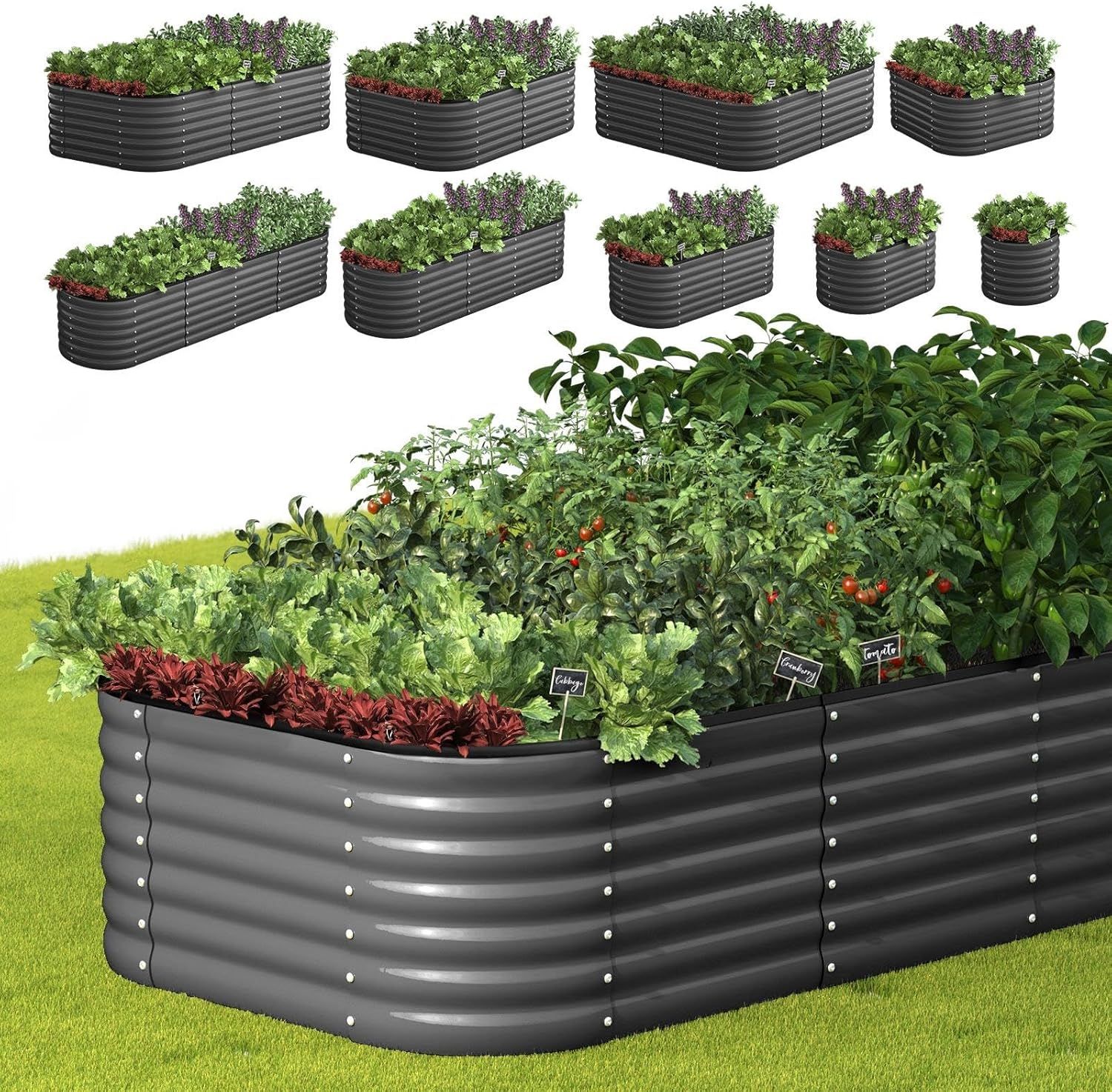 Livsip Modular Galvanised Steel Raised Garden Bed Set