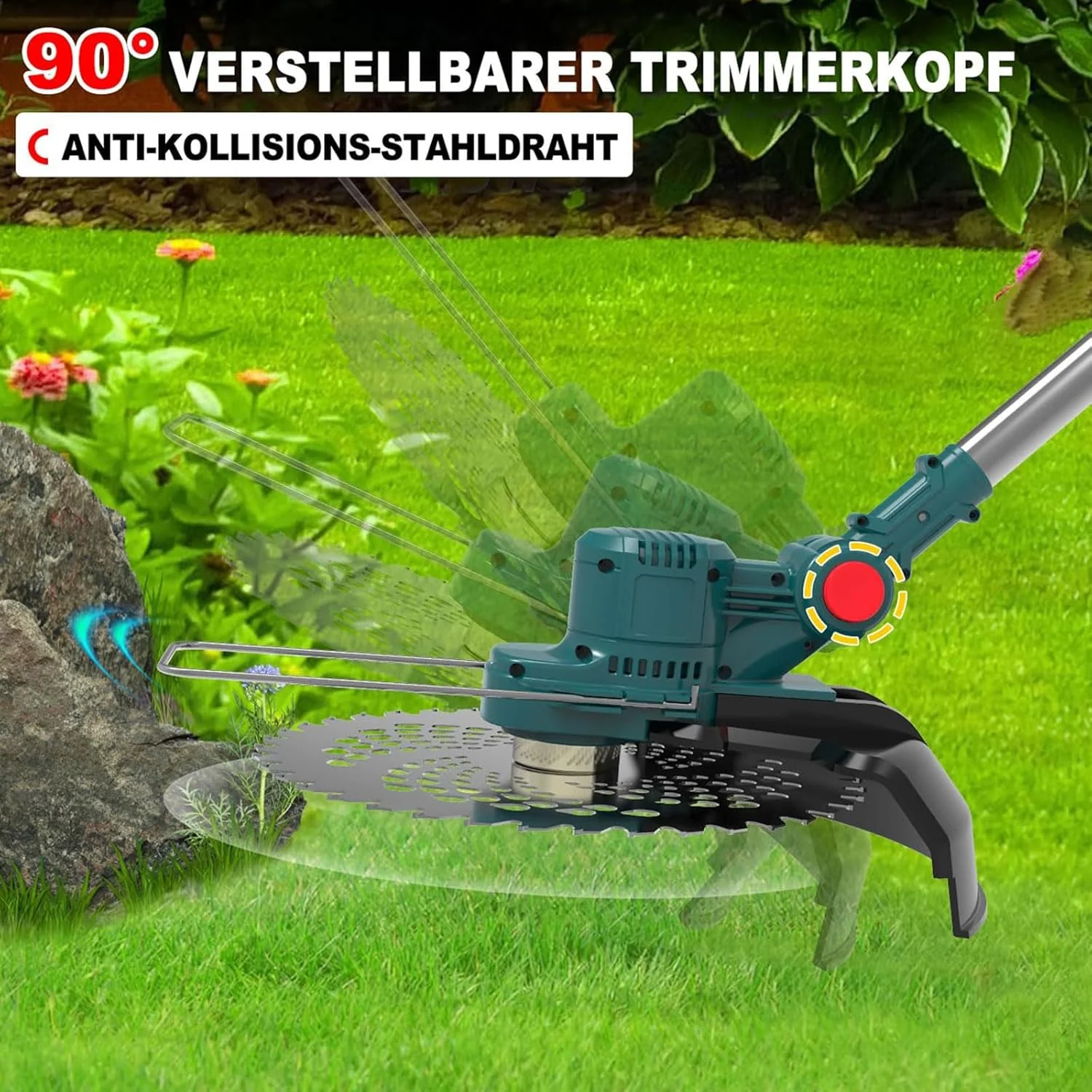 Hengriacly Grastrimmer op accu 21V, Accu grastrimmer voor Makita accu, Grastrimmer met onkruidborstel, Accu bosmaaier, Accu motormaaier - Incl. 2x4.0Ah accu & oplader, 750W borstelloze motor