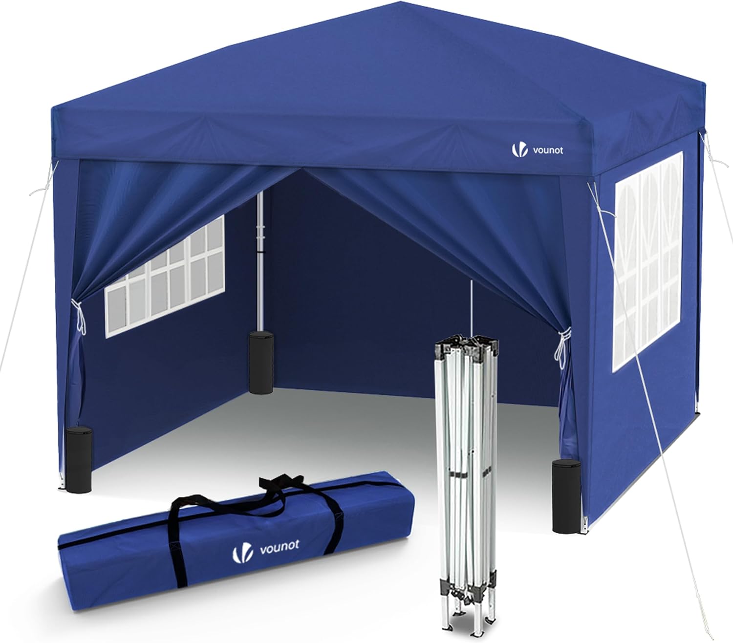 VOUNOT® Carpa Plegable Gazebo 3x3m con 4 Paredes y 4 Bolsas de Arena, Cenador Pabellón de Jardín para Camping, Fiestas, Exterior, Color Azul