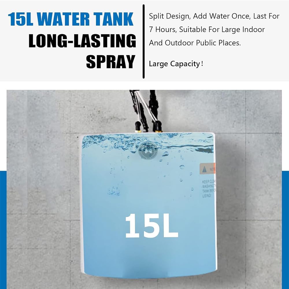 Industrieller Wandventilator – Oszillierender Wandventilator mit 15L Wassertank, 3 Geschwindigkeitsstufen, automatische Wasserbefüllung