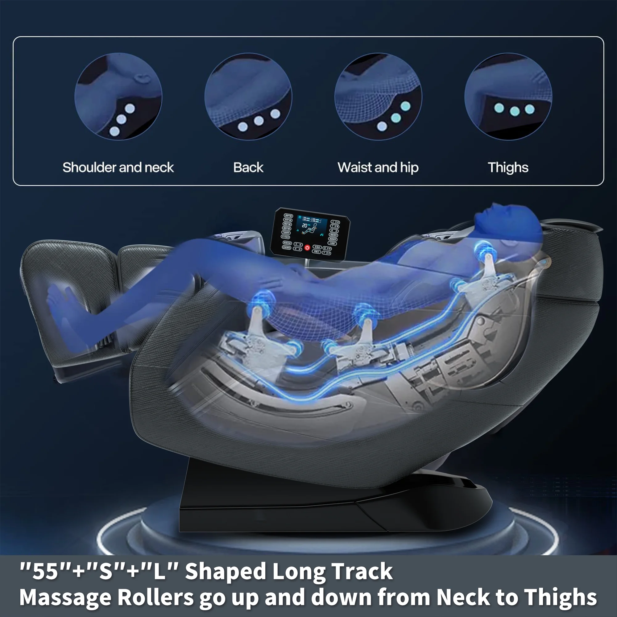 2025 4D Zero Gravity Massage Stoel ?C Shiatsu Volledig Lichaamsmassage met Spraakbesturing, SL Track en Yoga Stretch, Hoogwaardige Zwarte Leren Afwerking