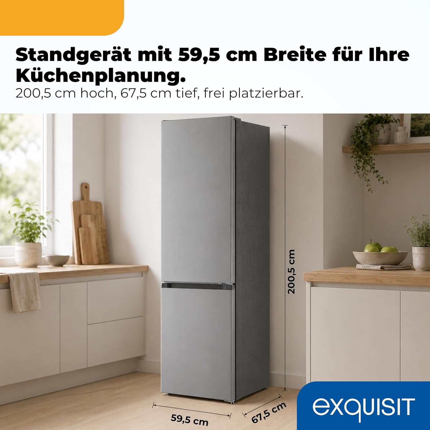 Exquisit Kühl-Gefrierkombination 377 l No Frost, Inoxlook